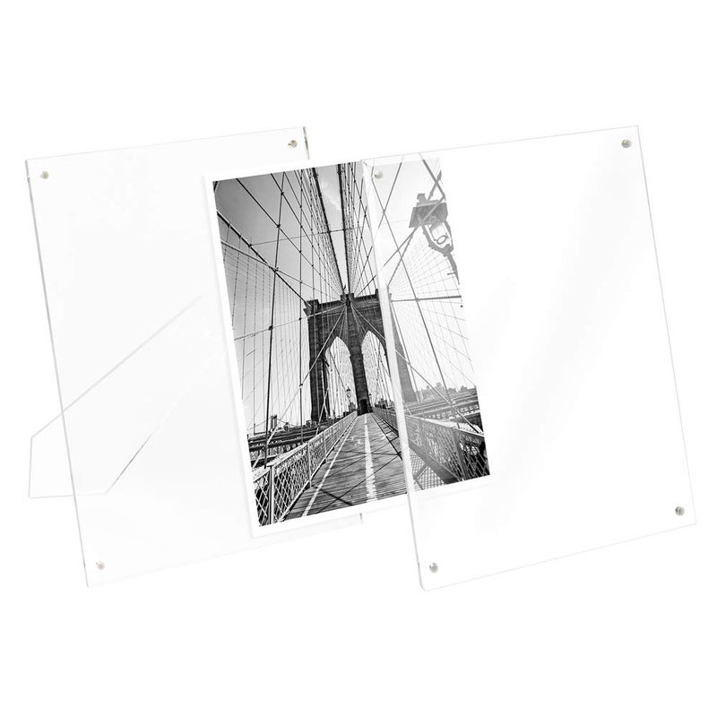 Isaac Jacobs 5â€ x 7â€ Clear Plain Acrylic Picture Frame, Magnetic Photo Frame, Made for Tabletop Display with Two-Way Easel - Image 2